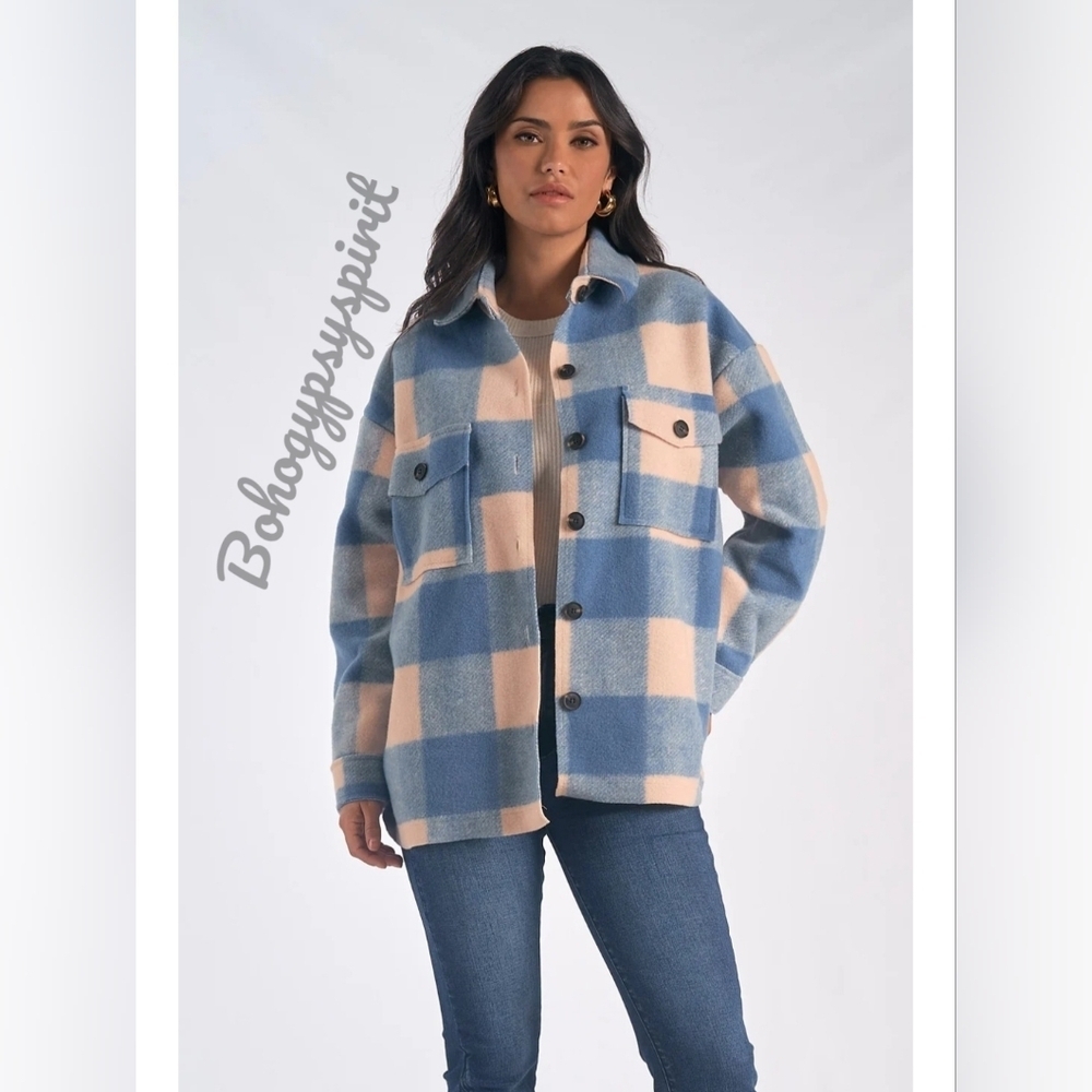 NWT $110 Elan Blue Plaid Jacket